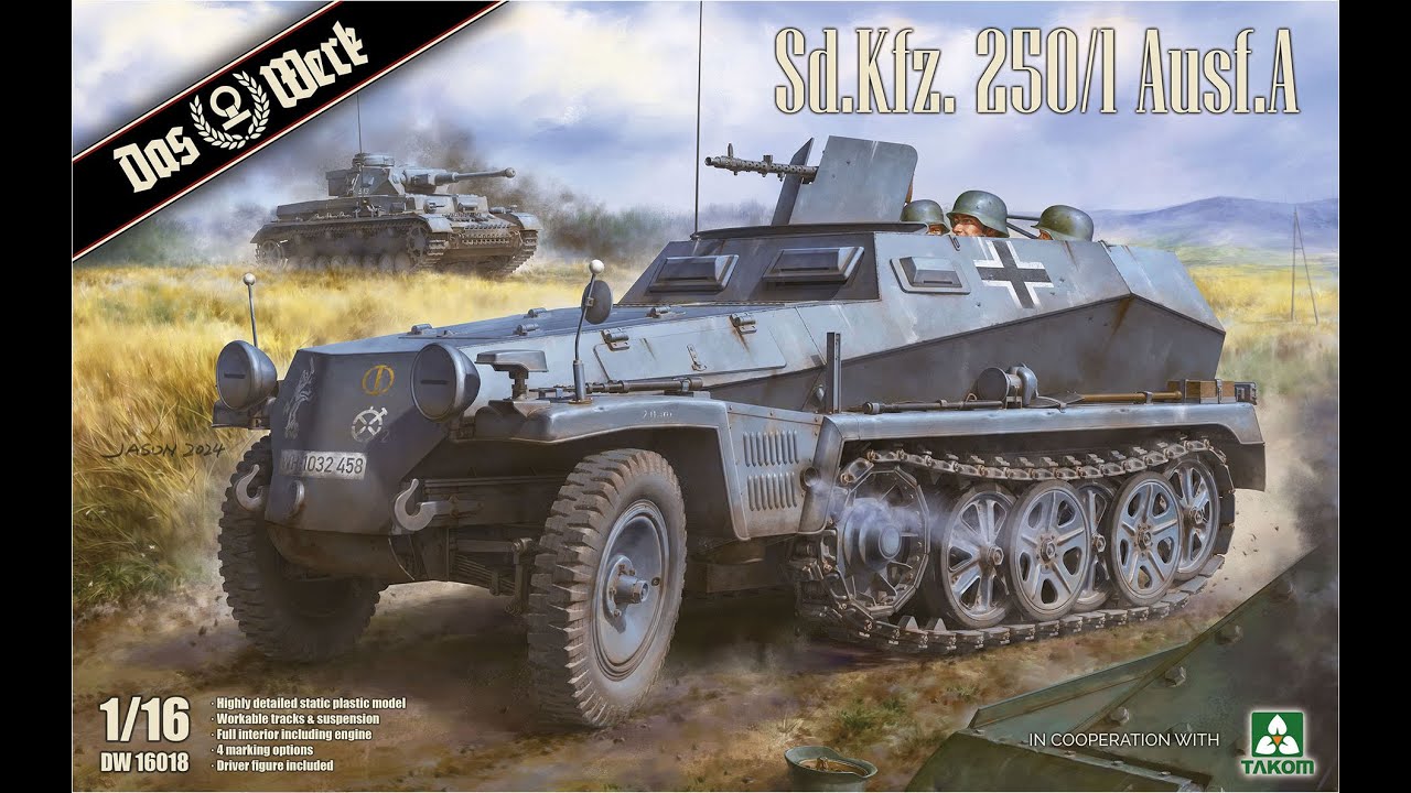 Das Werk 1/16 Hanomag 250/1 Ausf.A Half-track (16018) Kit Review with PONTOS 3D engine set!