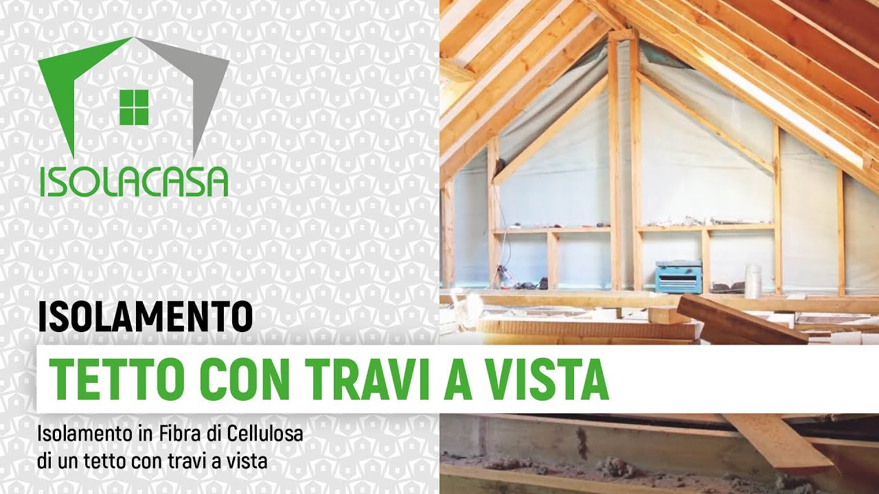 Isolacasa isolamento termico con fibra di cellulosa thermofloc di un tetto con travi a vista