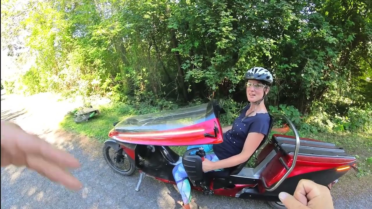 Amy learns to ride the Electrom