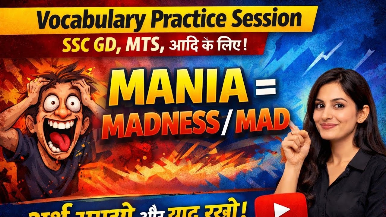 Vocabulary session root word of mania= mad/ madness 