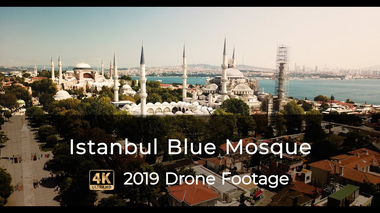 4K Drone Blue Mosque and Aya Sofya  -مسجد السلطان أحمد وآيا صوفيا في اسطنبول ، تركيا