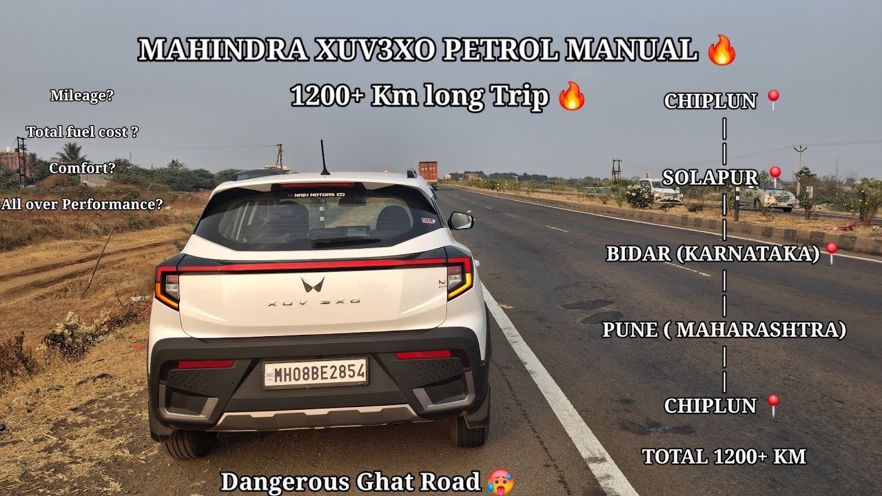 Mahindra XUV3XO long trip🔥1200+km In 48 hours🔥mileage Kitna? Comfort kaisa? RATNAGIRI TO BIDAR(KA)