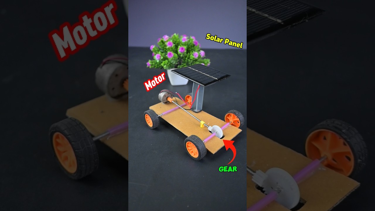DIY Solar DC Car: Making a Solar Powered Car with DC Motor #shorts #dcmotor #solar #car