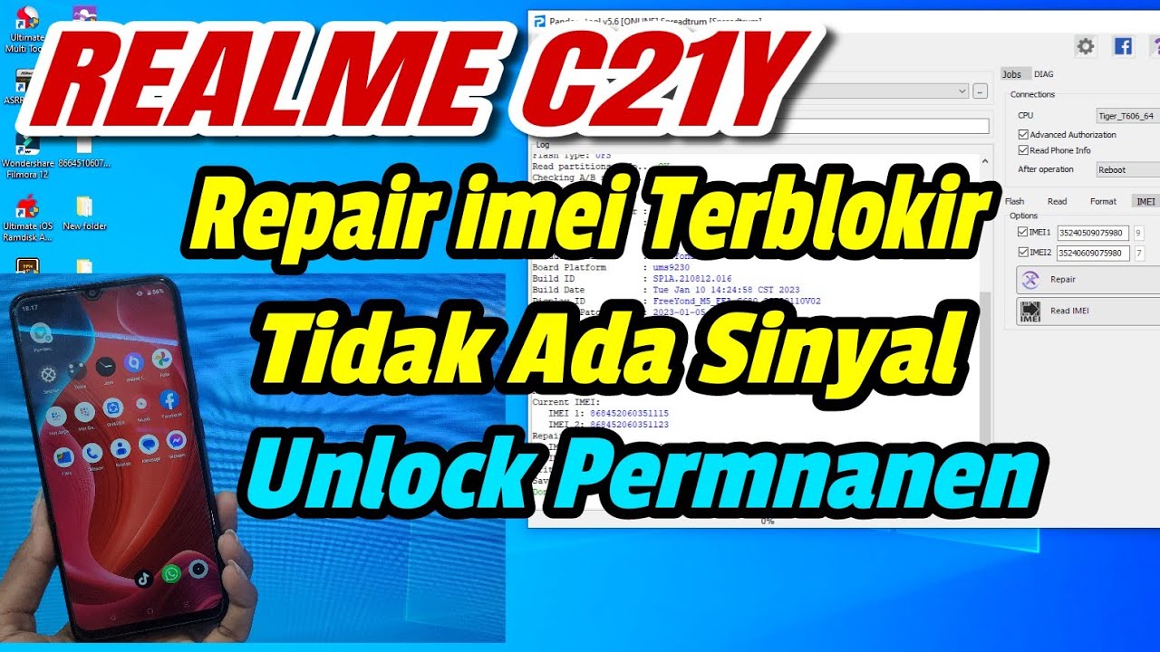 Realme C21Y Repair imei,Terblokir,Tidak Ada Sinyal Via Pandora