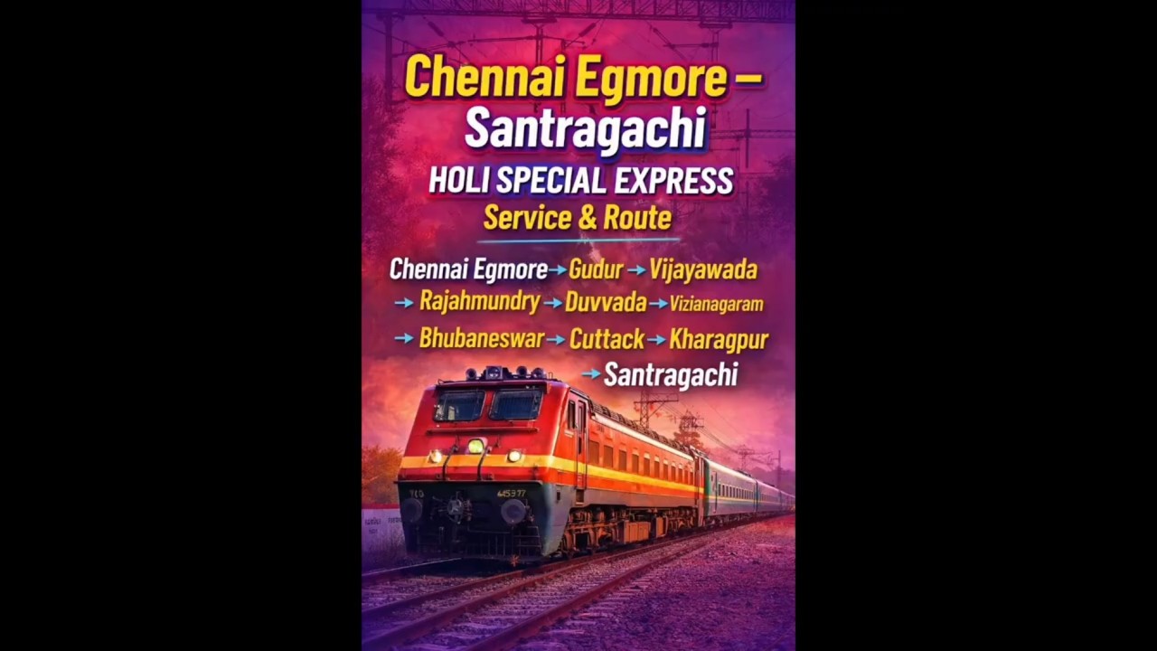 Chennai Egmore &ndash; Santragachi Special Train 06077 Service Route info