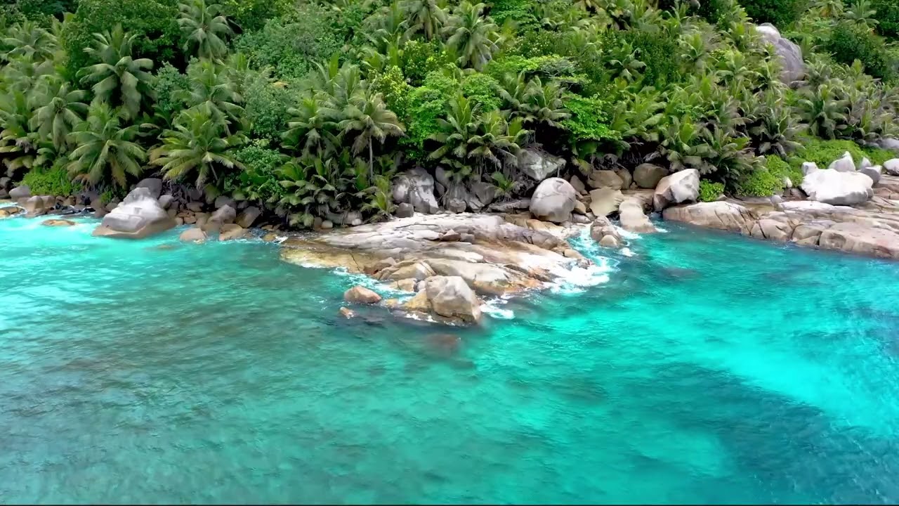 Blue Clear Light Water Waves with Calm Relaxing Music