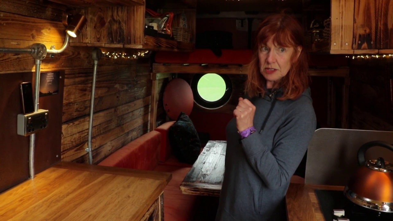 Van Tour of Incredible Sprinter Conversion With Pallets, Copper and Waterfall Shower