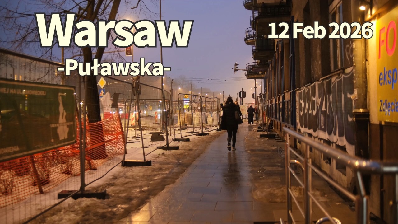 Winter Walk Warsaw Puławska Poland - 12 February 2026 | Walking Tour