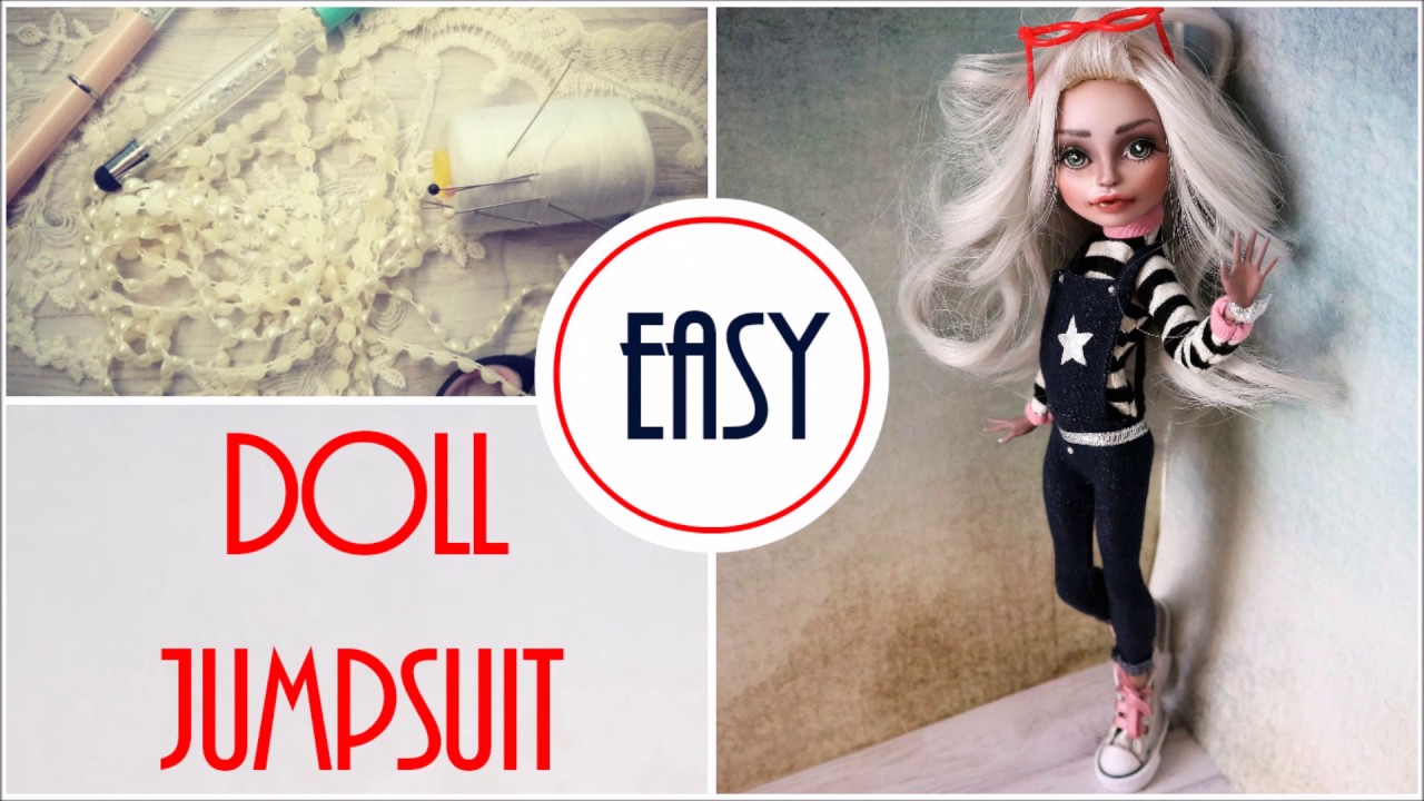 How To Make Doll Jeans Jumpsuit Dungarees Overalls Easy Monster High Barbie DIY Craft Tutorial