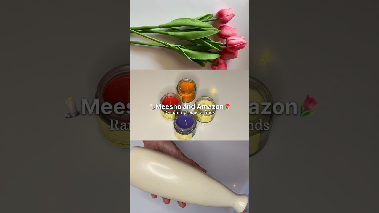 Random products find🌷 #meesho #amazon #affordable #asethetic #homedecor #candle #tulip #vase