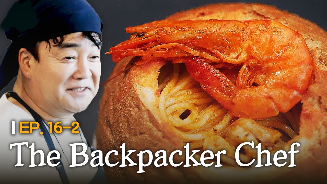 [K-Contents] Pasta in a bread bowl with tiger prawns | The Backpacker Chef EP.16-2 #Engsub #Kreality