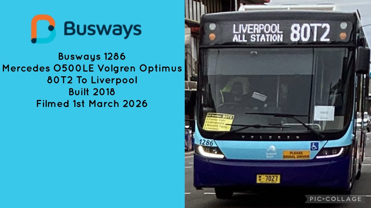 Busways (1286) Mercedes O500LE Volgren Optimus 80T2 To Liverpool 