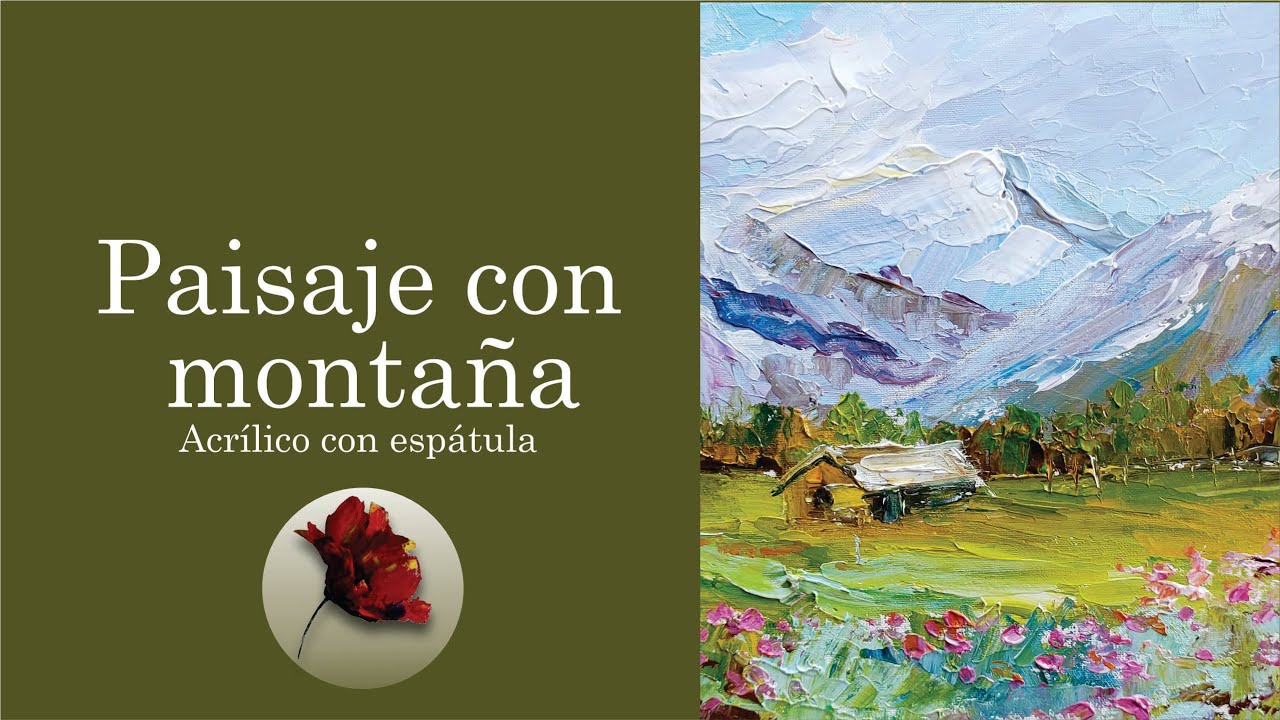 Pintamos un paisaje con montaña con acrílico profesional y espátula