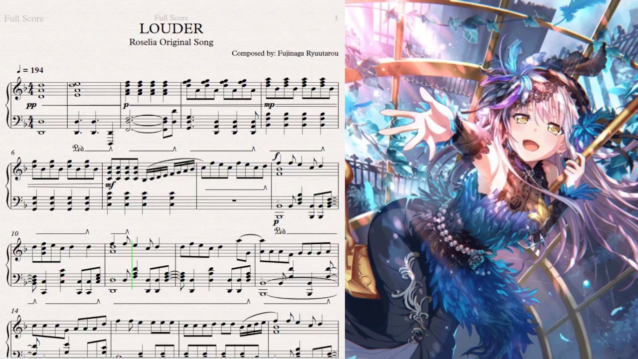 「ピアノ楽譜 / Piano Sheets」Roselia - LOUDER