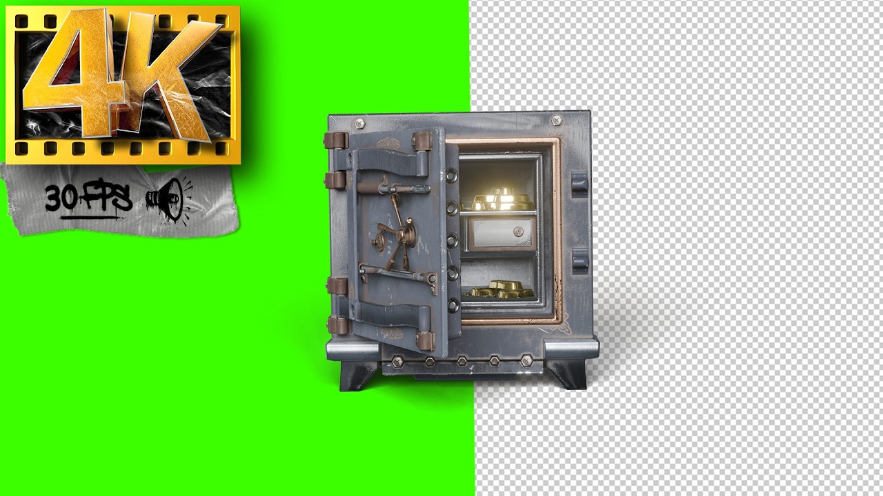 SAFE OPENING - Full of Gold and Coins | Money - Green Screen Footage 4K