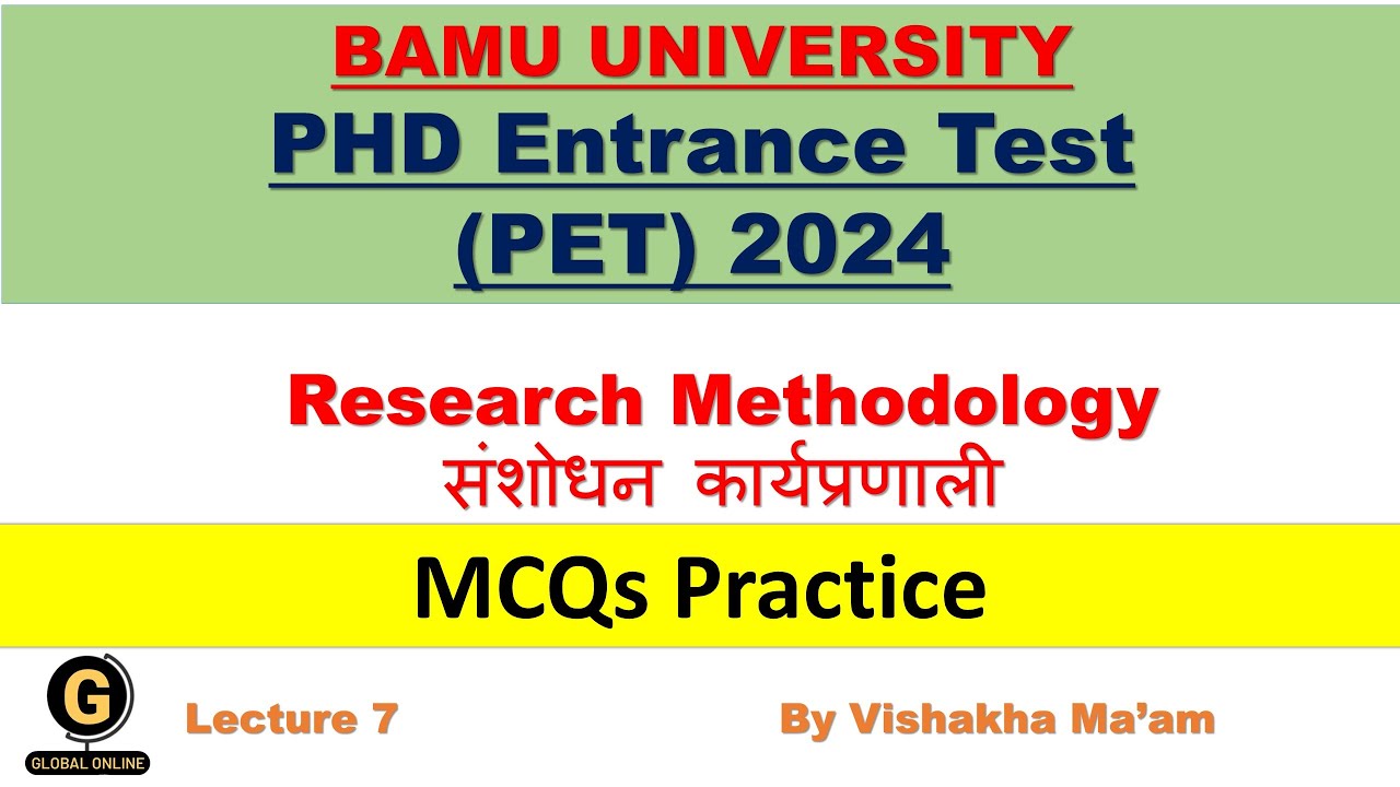 Dr. BAMU University PhD Exam 2024 |  Research Methodology | संशोधन कार्यप्रणाली | PhD IMP MCQs 7