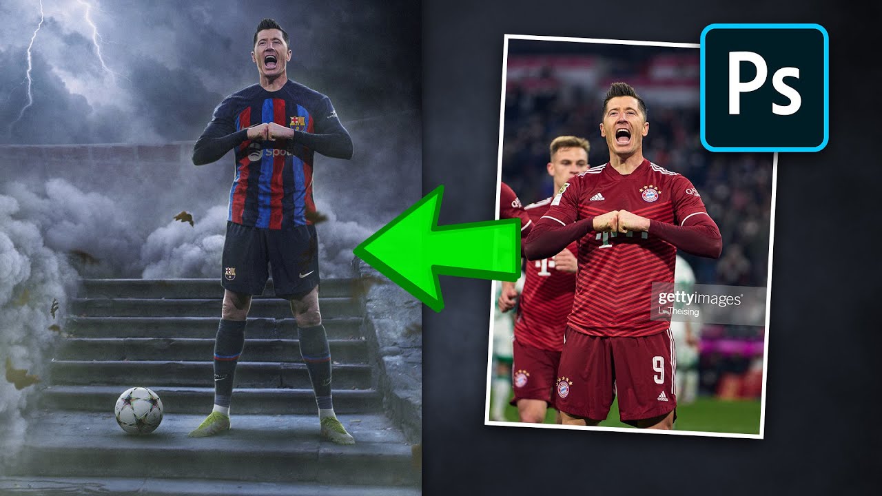 robert lewandowski in storm |photoshop kit swap