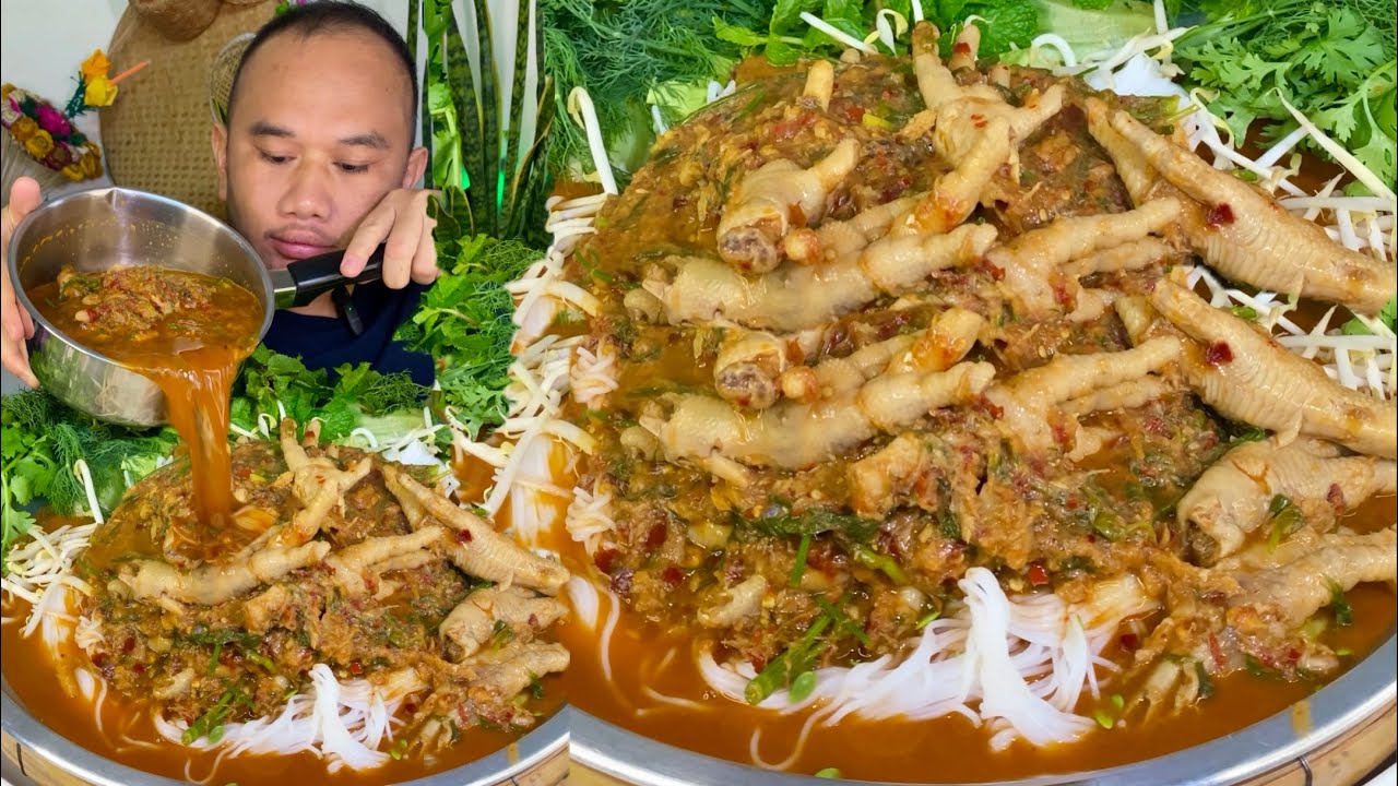 น้ำยาป่า ใส่ผักชีลาว หอมๆ น้ำยาเยอะๆ ม้วนขนมจีน แซ่บๆ