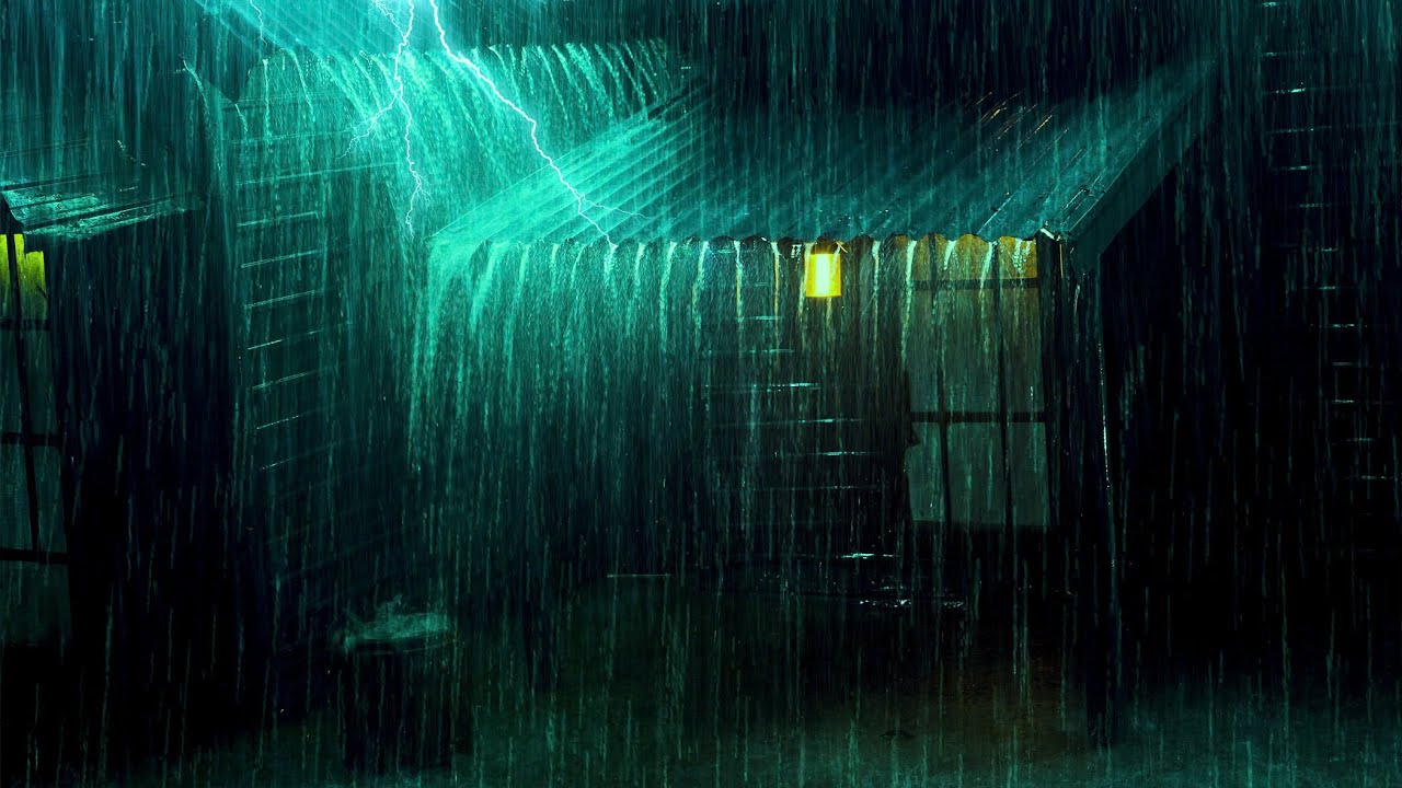 3 Hours of Heavy Rain, Lightning & Howling Winds on Tin Roof for Deep, Restful Sleep