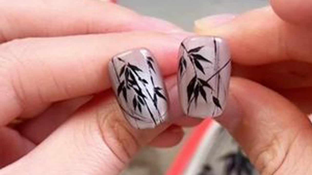 为啥你画的竹子总是很别扭？两个点说明白如何拥有漂亮竹子！#金菲nail #竹子美甲 #美甲教程