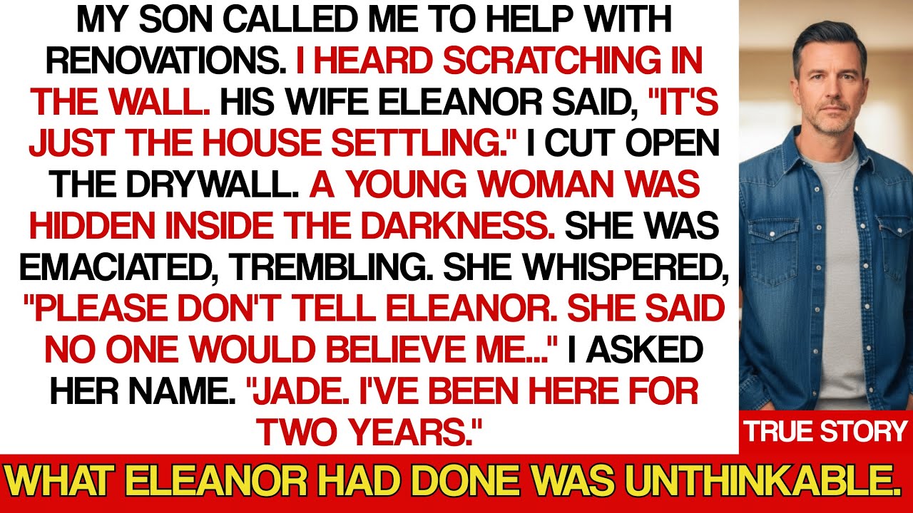 My Son Called For Help With Renovations. I Heard Scratching In His Wall. A Young Woman Whispered...