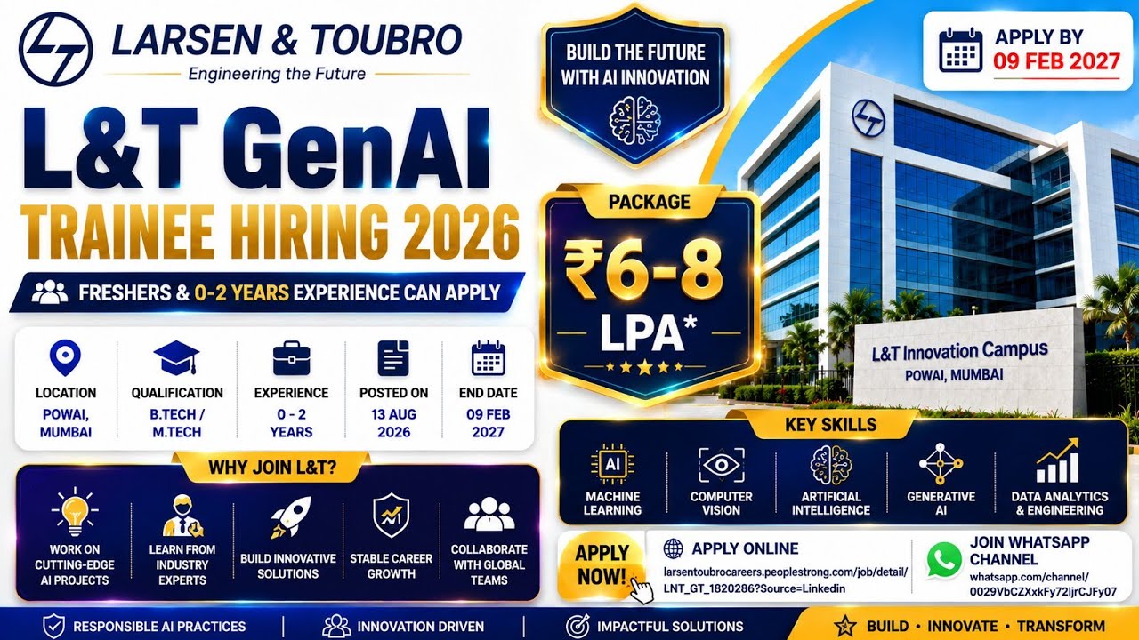 &T GenAI Trainee Hiring 2026 | Fresher hiring update| today hiring update | latest hiring update