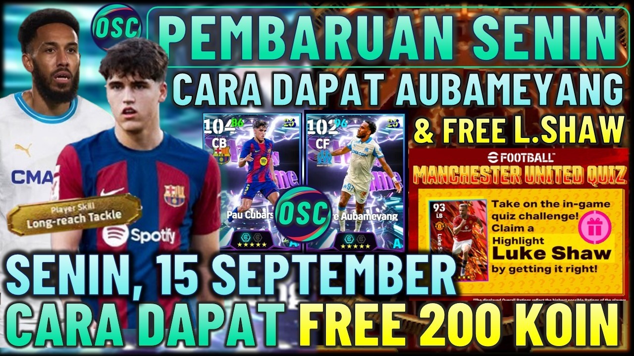 CARA DAPAT AUBAMEYANG & SHAW HIGHLIGHT GRATIS !! PEMBARUAN SENIN 15 SEPTEMBER SHOWTIME CUBARSI.