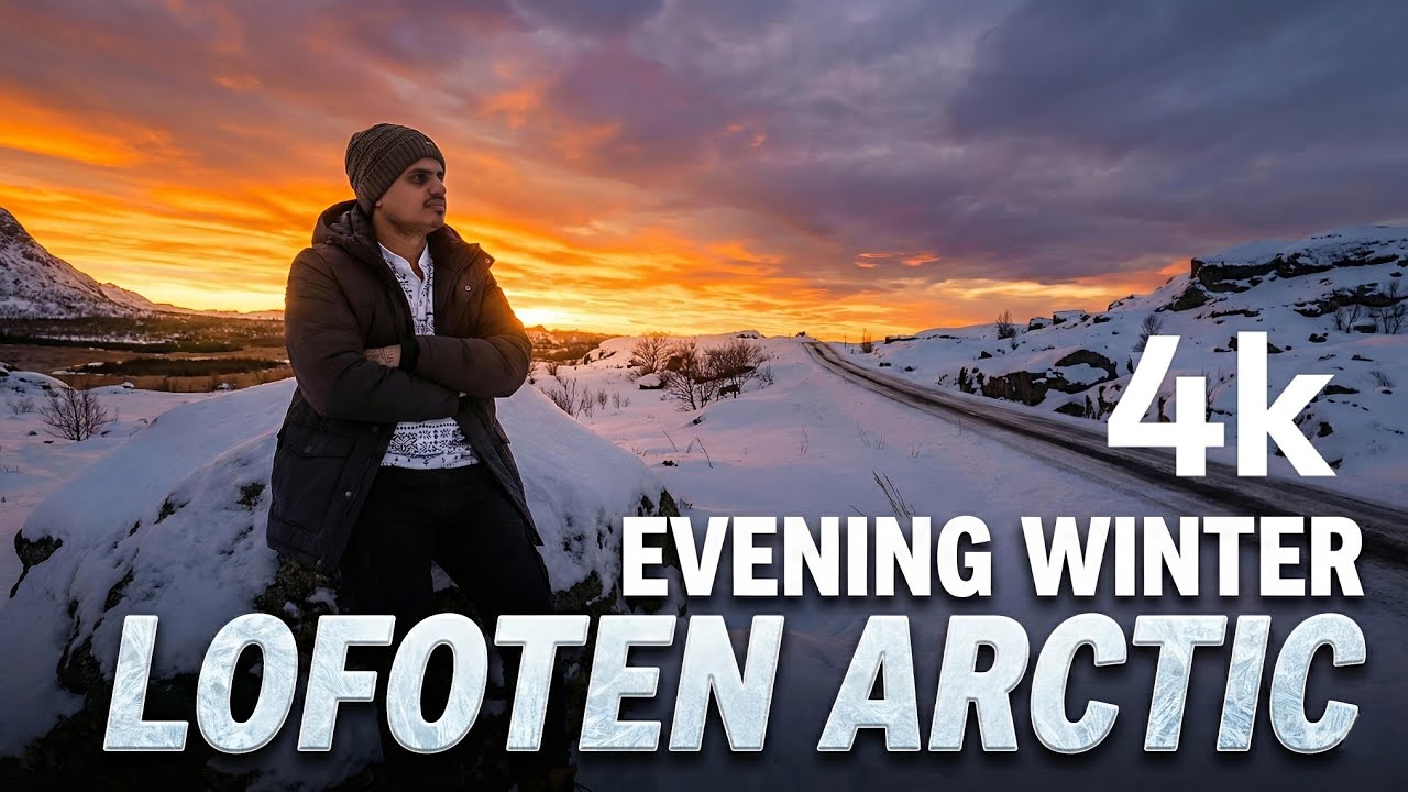Magical Winter Evening in Lofoten, Norway | 4K Cinematic Arctic 🥶🥶🥶🐻‍❄️
