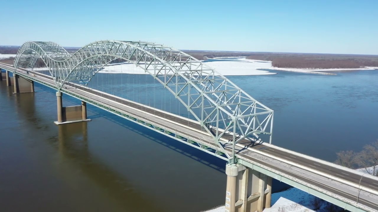 Drone footage of a snowy Mud Island