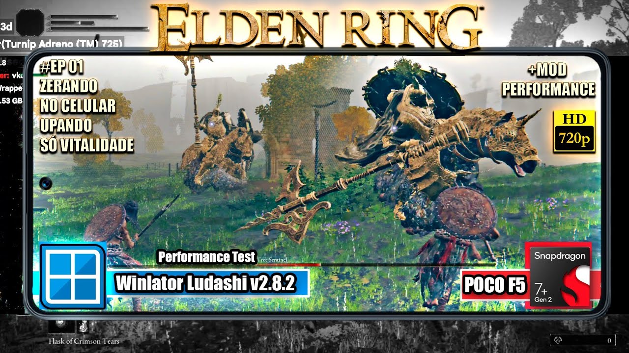 Elden Ring EP#1, Winlator Ludashi v2.8.2, SD 7+gen2 / Elden Ring + mod performance 720p low Graphics