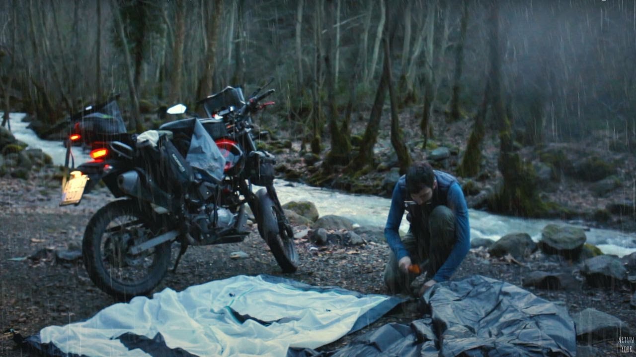MOTO YAĞMUR KAMP ASMR SOLO CAMP IN RAIN