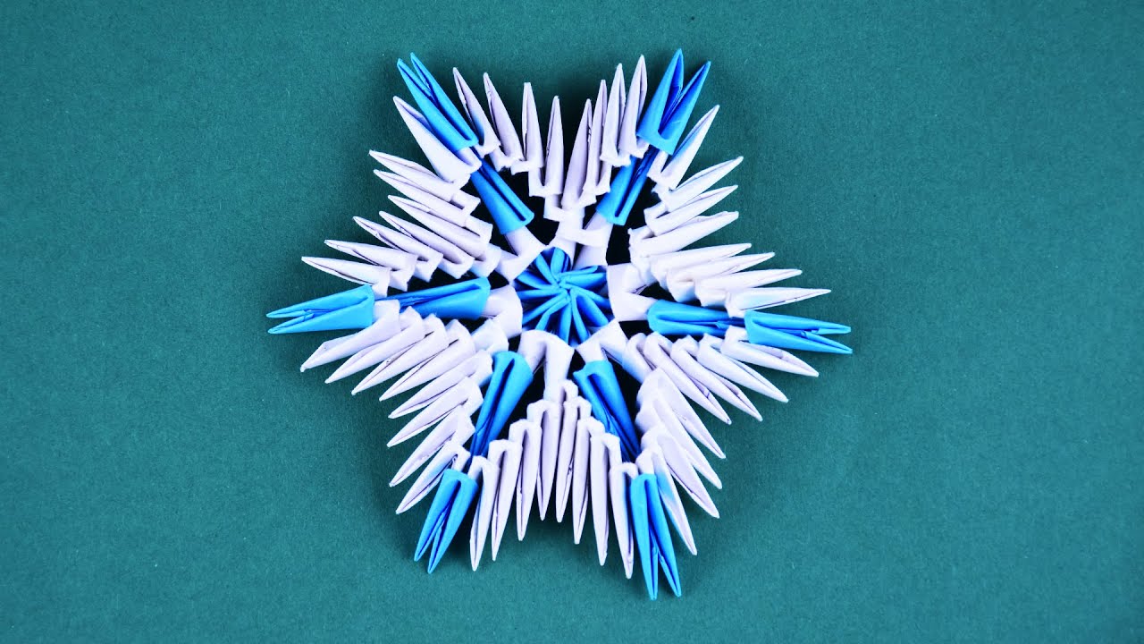 How to make a paper Snowflake. Assembly. 3D origami Tutorial for beginners
