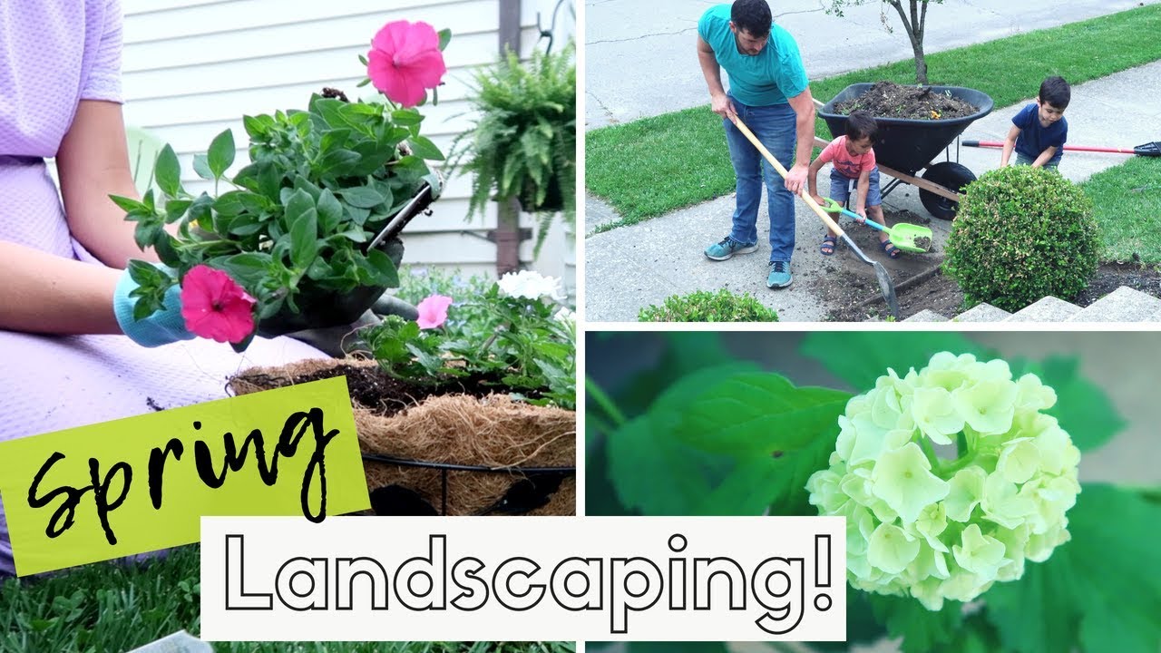 PLANTING FLOWERS | MULCHING THE FLOWER BEDS | SPRING LANDSCAPING!
