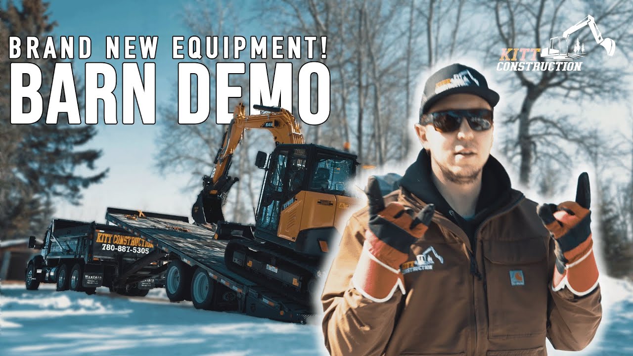 Winter Barn DEMOLITION with the SANY Sy80u and NEW Kenworth dump truck!