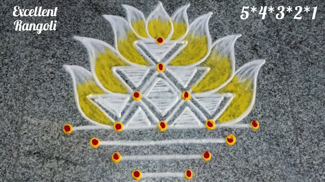 Small padi kolam 🌺 5 dots easy flower rangoli #trending #youtube #viralvideo  @Excellent Rangoli