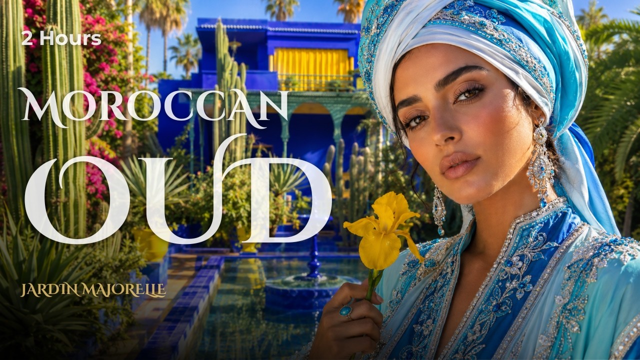 🌵 2 Hours Jardin Majorelle | Marrakech Blue Garden Ambient | Moroccan Arabic Instrumental
