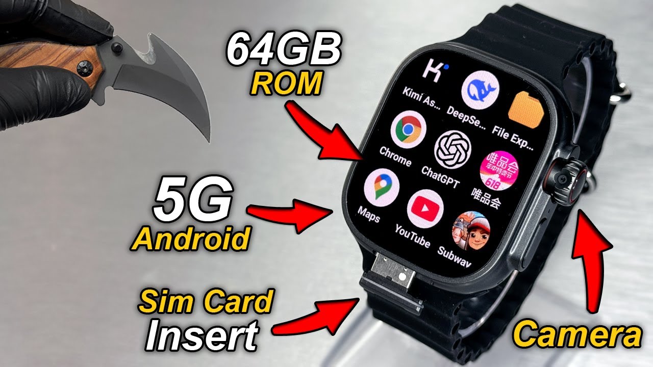 5G Android SmartWatch With SimCard Insert & Camera⚡️HW Ultra 3 Call ⚡️3GB RAM + 64GB ROM + HotSpot⚡️