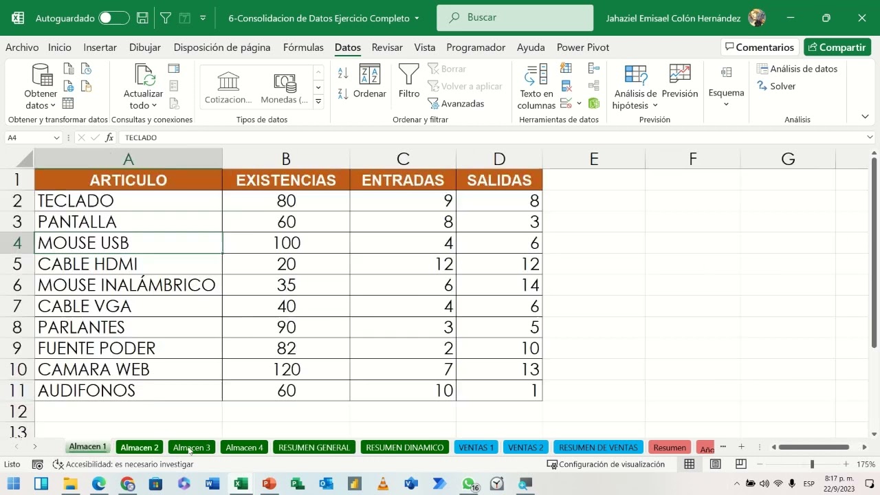 Consolidar Datos y Consolidación Dinámica en Excel
