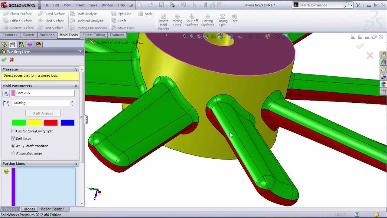 Разделение сложной пресс-формы с использованием SolidWorks
