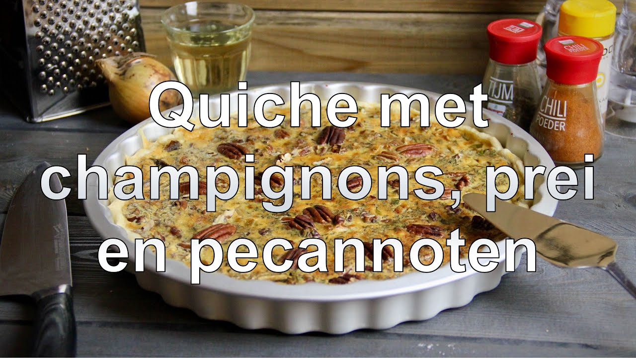 Quiche met champignons prei en pecannoten