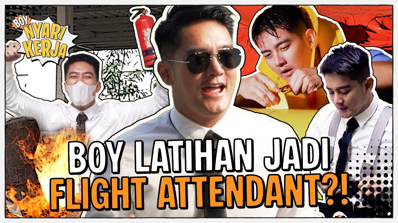 BANTING STIR JADI FLIGHT ATTENDANT! BOY BELAJAR LANGSUNG DI MARKAS GARUDA! | #boynyarikerja
