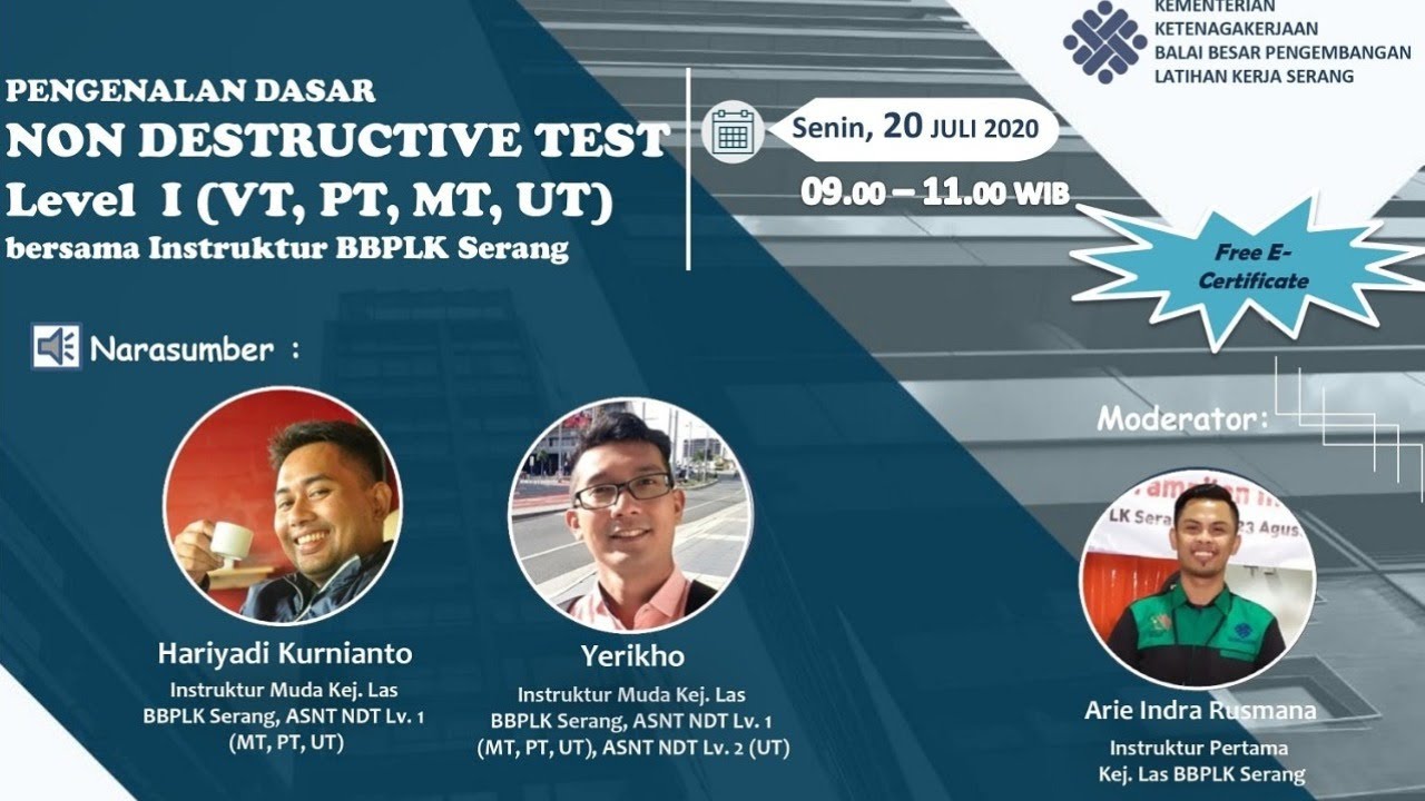 Pengenalan Dasar NDT Level I Bersama Instruktur BBPLK Serang