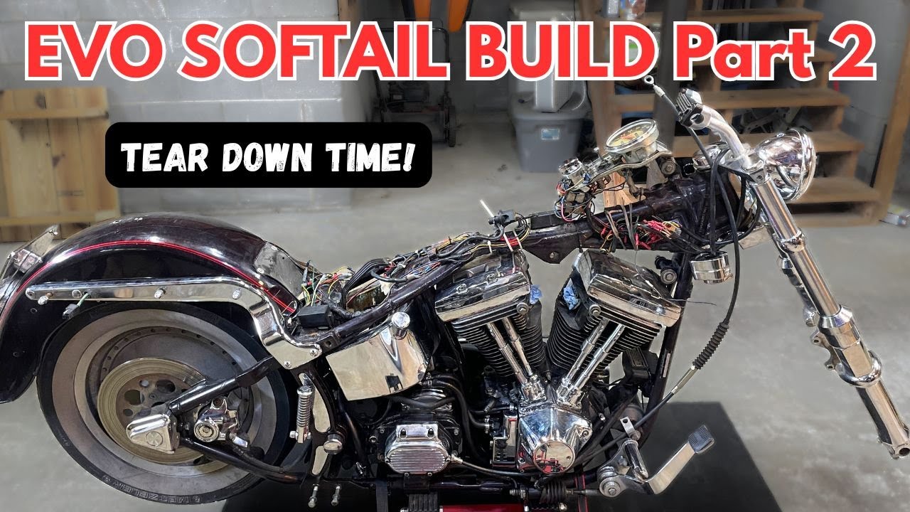 ПРОЕКТ ВОССТАНОВЛЕНИЯ EVO SOFTAIL. Часть 2. ВРЕМЯ РАЗБОРКИ? Harley-Davidson Softail FXSTC 1989 года.