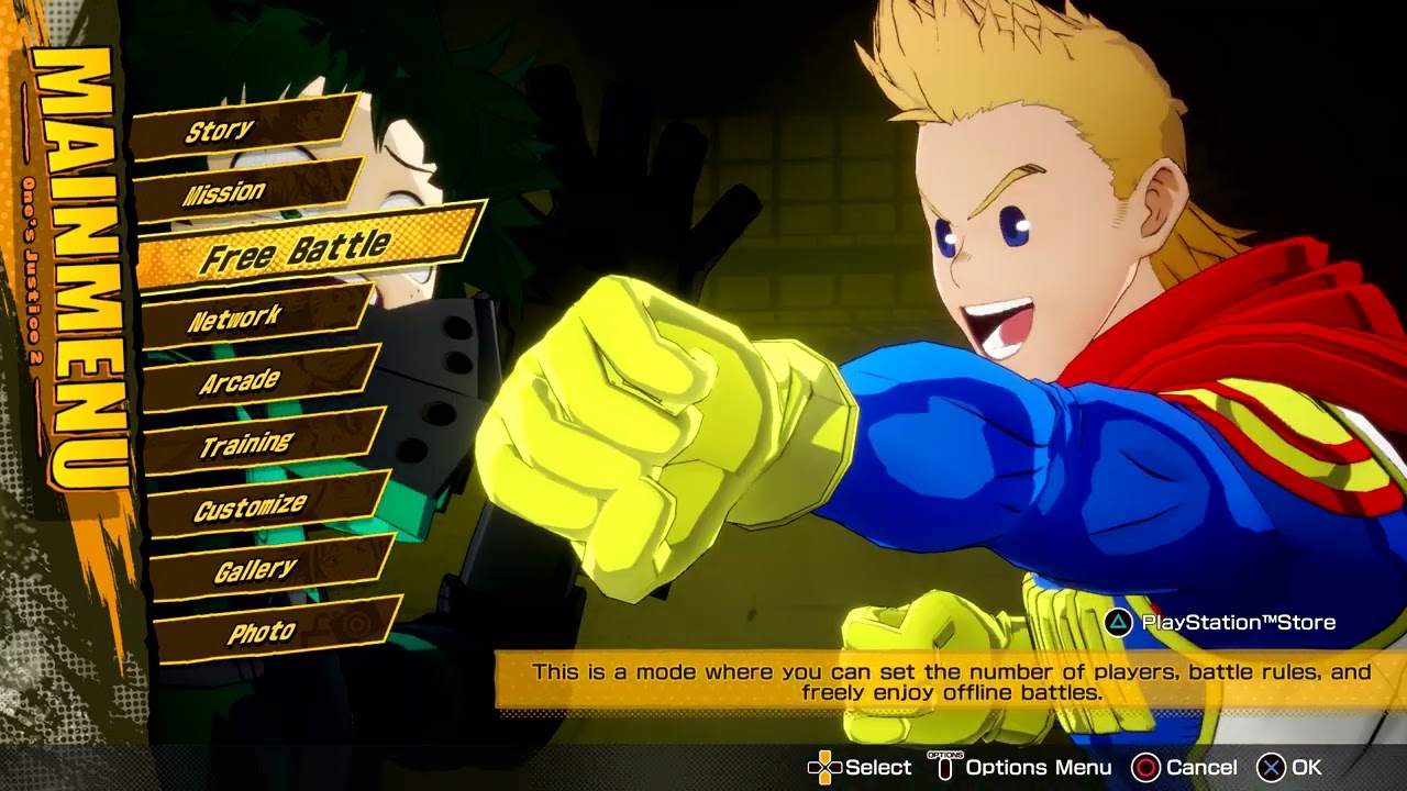 My Hero Academia One's Justice 2 Main Menu