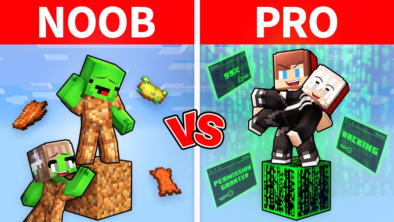 Mikey Family & JJ Family - NOOB vs PRO : Hacker One Block in Minecraft (Maizen)