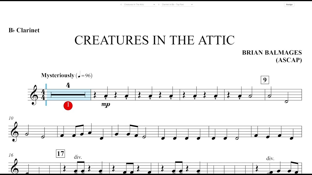 Creatures in the Attic (Brian Balmages) Bb Clarinet Play Along