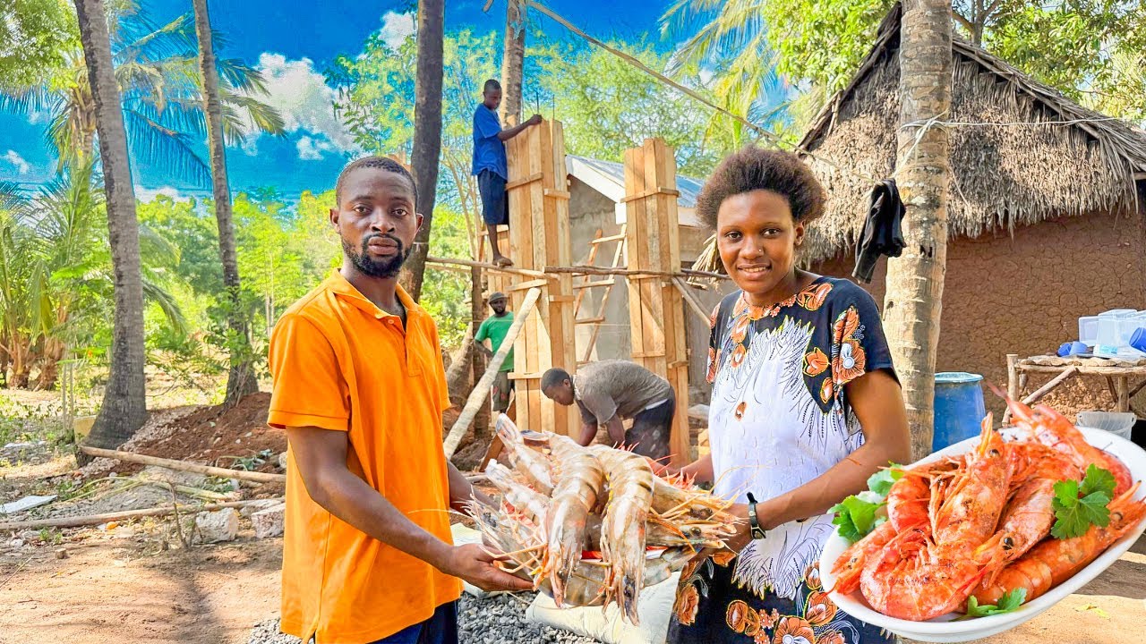 Major Progress on Our Dream Home 🏗️ Water Tower Day 3 + King Prawns Recipe You’ve Never Seen 🍤🔥