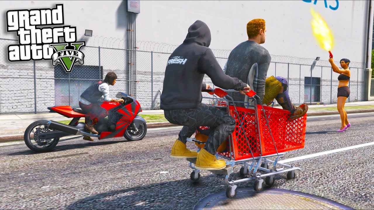 Taking my Shopping Cart to a DRAG RACE!! (GTA 5 Mods)