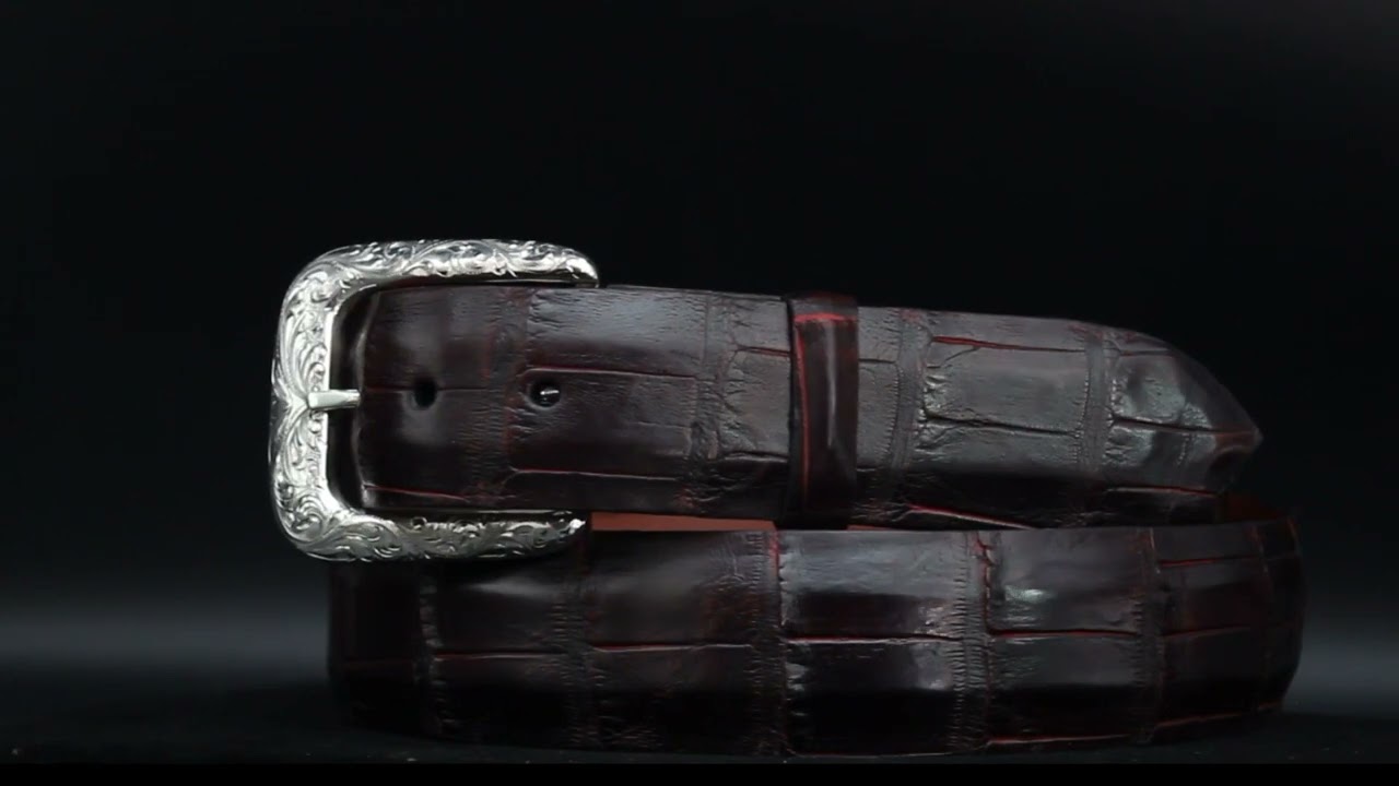 Black Cherry Alligator Belt with Vogt Engraved New Yorker