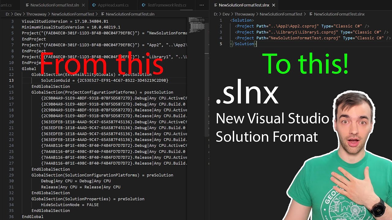 New .slnx Solution Format in Visual Studio &mdash; no more GUIDs!